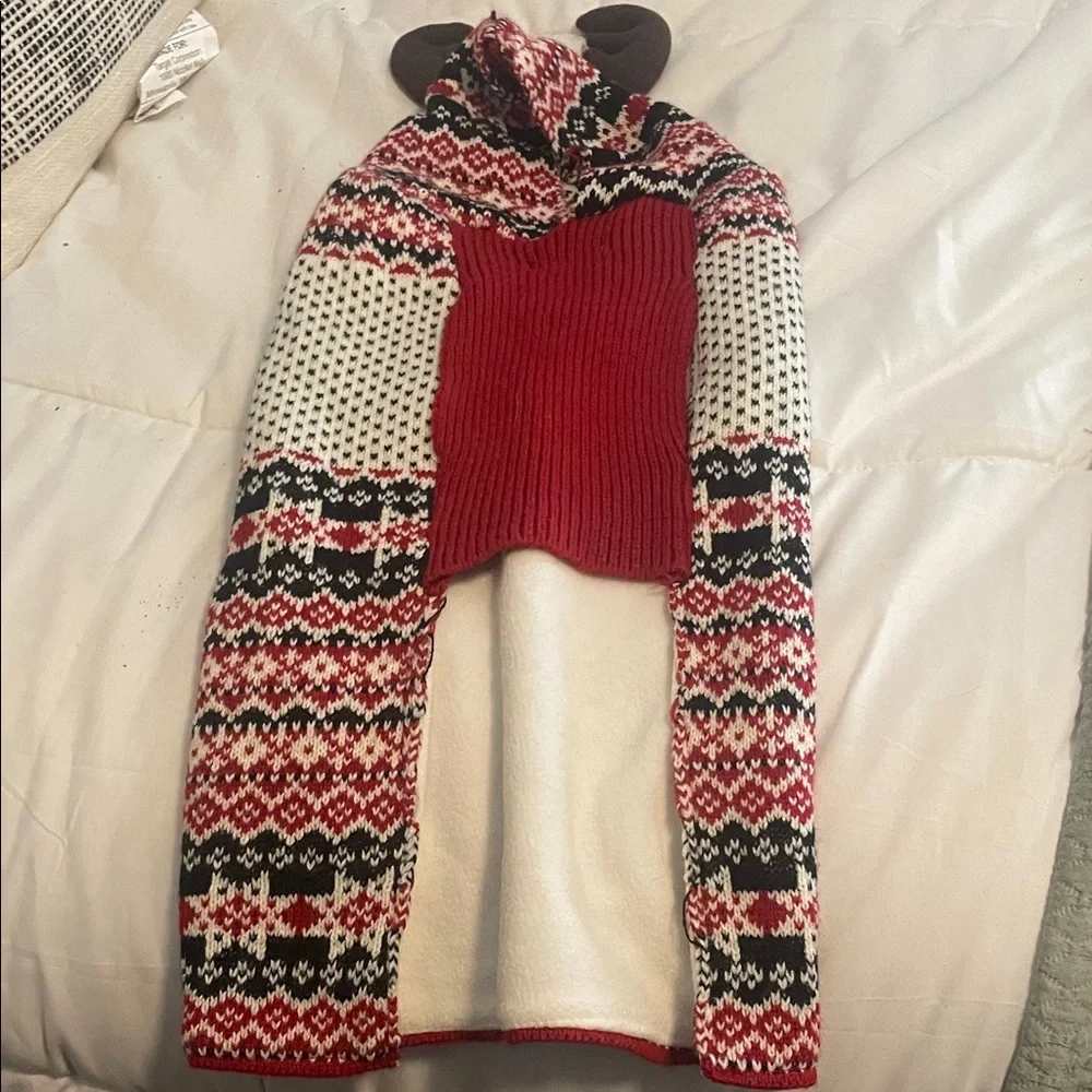 Red and Black Patterned dog sweater for XMAS